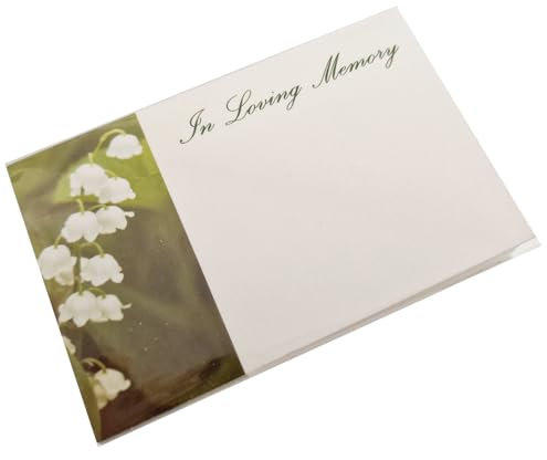 INERRA Flower Cards - Sympathy, Funeral and Remembrance Florist Message Cards - Pack of 50 (In Loving memory 5556)