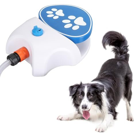 Dog Water Fountain, Dog Sprinkler for Outdoor, Step On Activated Dog Water Dispenser Dog Sprinkler Drinking Water Feeder with Connector and 145CM Hose, Dog Water Toys