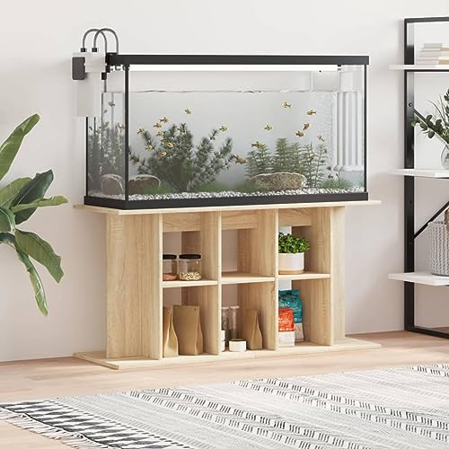 IKAYAA Aquarium Unterschrank Sonoma Eiche, Aquariumständer für Aquarien, Aquarienschrank, Aquarium Tisch Holzwerkstoff 120 x 40 x 60 cm