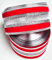 CaPiSo 10m Weihnachtsband Draht Schleifenband Geschenkband mit Sternen Glitzer Adventskranz Dekoartion Advent Weihnachten (Velour 10m 50mm Exclusiv Rot-Silber)