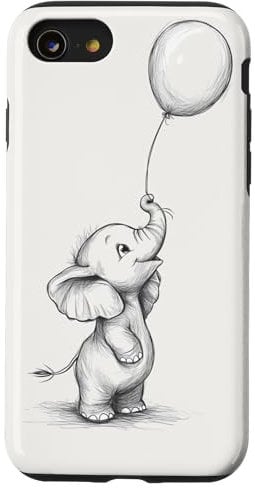 iPhone SE (2020) / 7 / 8 Cute, white, elephant phone Case