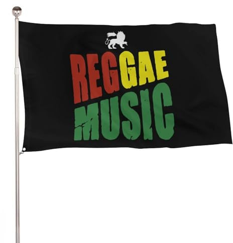 Banner Reggae Musik Jamaika Lion Camping-Flagge Wetterfeste Flaggen Wasserdicht Outdoor Fahne Für Paraden Partys Outdoor 152X90Cm