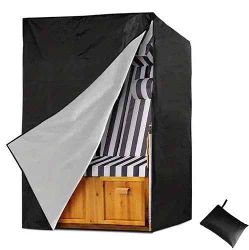 Strandkorb Schutzhülle Winterfest 135x105x175/140CM:420D Oxford Gewebe | Strandkorb Abdeckung Wasserdicht Winddicht Reißfest UV Beständig Strandkorbhülle mit Reißverschluss Perfekt für Stran Garten
