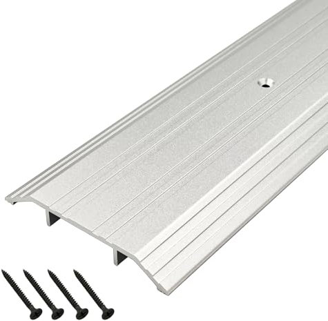 DAILISEN Heavy Duty Corrugated Aluminum Door Threshold for Exterior Doors- Door Saddle- Metal Flooring Transition Strip- Door Sill Extension- 4 W,1/2 H,35.43 L,Silver Anodized, Mill Finish,1Pc