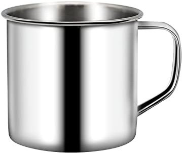 Fiorky Teetasse aus Edelstahl, Wandbecher, 200 ml, Kinder-Wasserbecher, Reisebecher, bruchsicher, multifunktional, mit Griff, für Camping, Picknick, Rucksackreisen, Trekking, Wandern