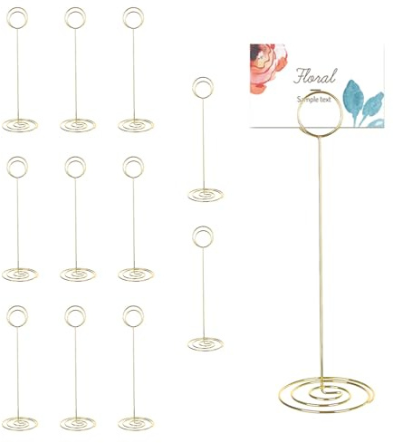 Table Number Holders 12Pcs Tall Table Card Holders Tall Place Card Stands | 22CM/8.6Inch Photo Holders for Wedding Party Graduation Reception Restaurant Office Home Memo & Decor (Gold )