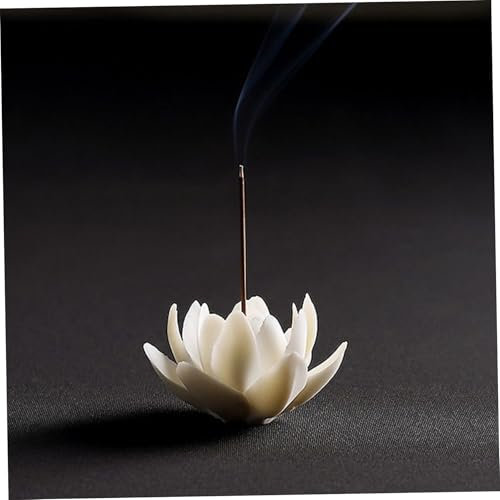 Porte-bals d'encens, Porte-encens de Fleur de Lotus Blanc en céramique, burnateur décoratif enchets de Style Chinois pour la Maison, Yoga, méditation