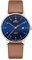 UMR RUHLA 30433 - Eleganz trifft Präzision – Stilvolle Armbanduhr mit 705 Quarzwerk - Edelstahlgehäuse - dunkelblaues Zifferblatt - Mineralglas - braunes Lederarmband - Made in Germany