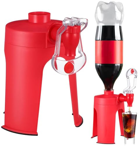 Sodaspender, Kreativer Handdruck-Getränkeautomat Mit Kohlensäurehaltiger Flasche, Umgedrehter Zapfhahn, Cola-Getränkespender, Sprudel- Und Soft-Soda-Spender Für Alle Flaschengetränke Für Partys (rot)