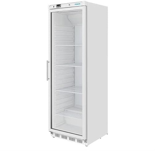 Polar C-Series Upright Display Fridge White 400Ltr - Merchandiser Refrigerator with Lockable and Reversible Door, Easy Defrost, Energy Rating A, 3 Shelves CZ786