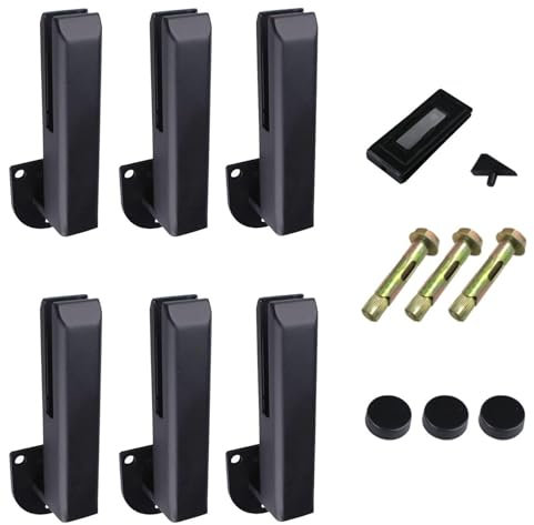YFJBDKS Pince à Verre Noire à Montage latéral en Acier Inoxydable 304, pour Verre de 8 à 13 mm d'épaisseur, Pinces de Sol en Verre, pour Balustrade de Jardin, Balcon,Noir,6 Pack
