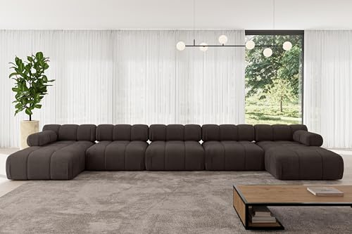 ALTDECOR Modulares Sofa Ecksofa in U-Form Corner modular Sofa Eckcouch Couch Wohnlandschaft Cauchsofa Polstersofa Tesso-U3-475x160x70 cm Braun