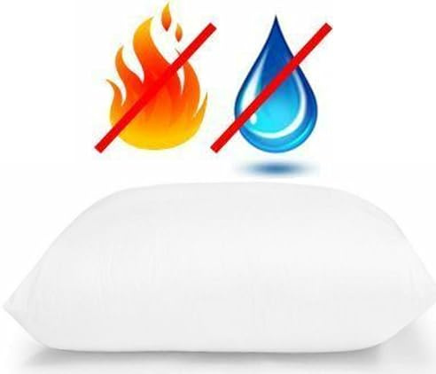 Large Pillow Waterproof Wipe Clean Flame Retardant Hollowfibre Filled Anti-Allergy Premium Soft Bed Pillows (White)