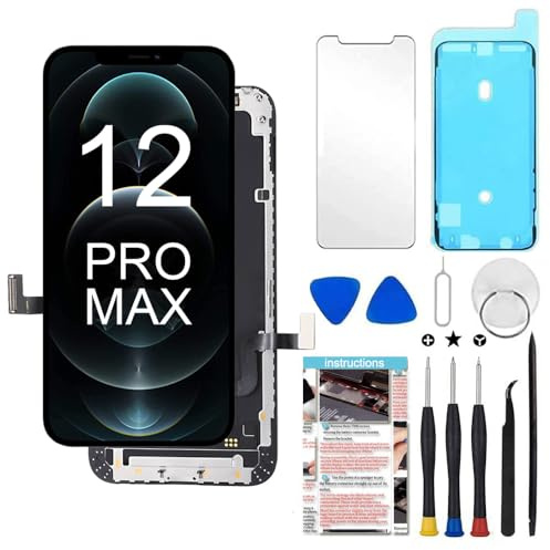 TSIOFO LCD Display für iPhone 12 Pro Max Ersatz Bildschirm 6.7 Zoll, für iPhone 12 Pro Max 3D Touch Digital Bildschirm Rahmen Glasbildschirm Kit Komplette mit Werkzeug-Kit
