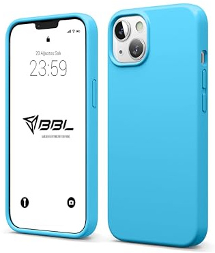 Babilden Liquid Silicone Case for iPhone 13/iPhone 14, 3-Layer Protection, Microfiber Lining, Slim, Wireless Charging Compatible (Deep Sky Blue (40))