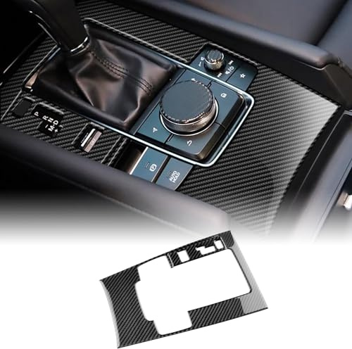 KUNGKIC Für Mazda 3 BP 2019-2025 Zubehör Kohlefaser Auto Schalttafel Abdeckung Aufkleber Gangschaltung Paneel Für Mazda3 Axela Innenbereich Accessories (Automatic,Schwarz)