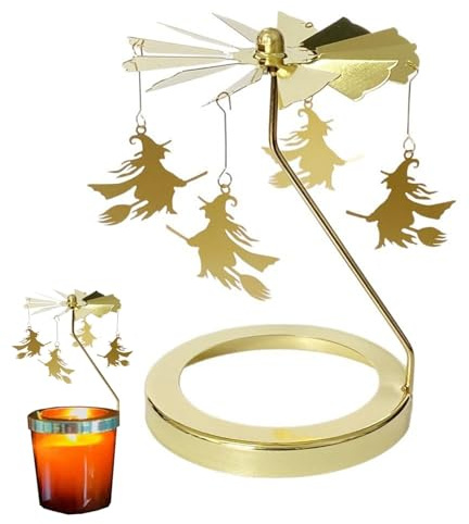 Teelichthalter Karussell, Hover Halloween Gothic rotierender Kerzenhalter, Spinnspinner Kerzenhalter Toper für Tischzentrum, Weihnachten Halloween (5.5cm)