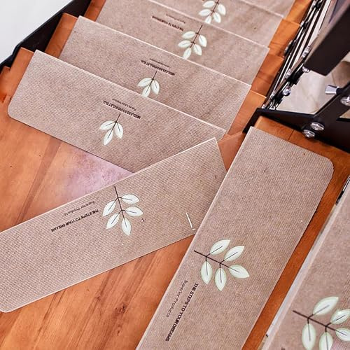 Cznlnzc Stufenmatten Treppen Teppich Stufenmatten Innen rutschfest 15 Stück, 70 x 22cm Anti-Rutsch Treppenstufen Matten, Maschinenwaschbar, Ideal für Kinder, Senioren (55x22x4.5cm(7 Stück),Pink-C)