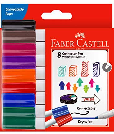 Faber-Castell Connector Whiteboard-Marker, sortiert, 8 Stück, (67-1592082)
