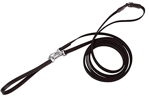 Kavalkade with Slim (16 mm) Webbed Reins and Leather Fixtures Draw Reins - Black, OS