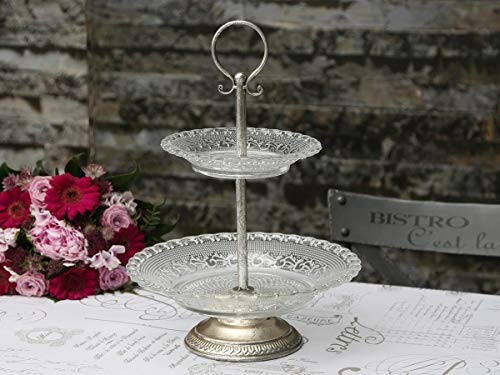 Chic Antique Etagere mit Glastellern, Nostalgie-/Antik-Look, Höhe 42 cm hoch