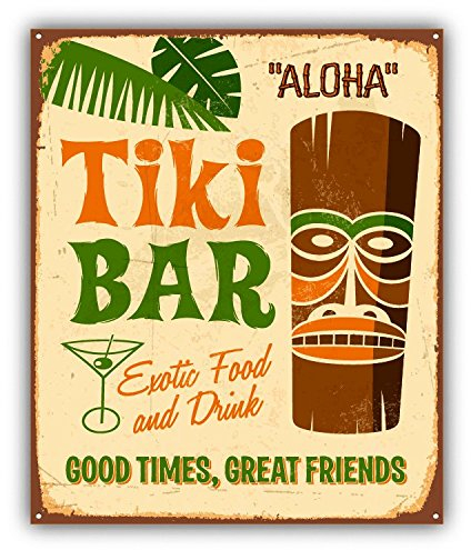 Tiki Bar Aloha Party Grunge Metal Sign Hochwertigen Auto-Autoaufkleber 10 x 12 cm