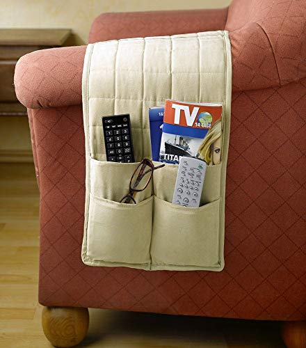Wenko Armlehnen-Organizer für Couch Oder Sessel - 4 Taschen - Beige - 65 x 26 cm (HxB) - Polyester