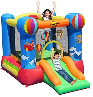 HappyHop - Happy Hop 9070N. Castillo Hinchable: Hot Air Balloon Slide and Hoop Bouncer.