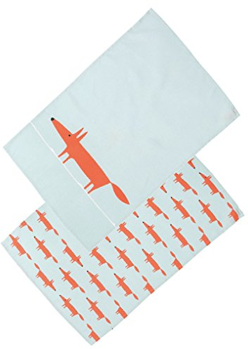 Dexam Rushbrookes Mr Fox, Set von 2 Geschirrtücher, blau