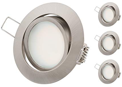 TEVEA Ultra Flach Dimmbar LED Einbaustrahler - Ra>90 natürliche Farben - 5.5W 230V - Einbauspots - Einbauleuchten (Edelstahl Optik - Warmweiss) im 3er Pack