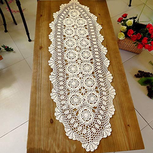 laivigo handgefertigt Crochet Spitze Tischdecke Deckchen Spitzendeckchen, Rechteck, 61–160 cm, baumwolle, beige, 16 x 24 Inch
