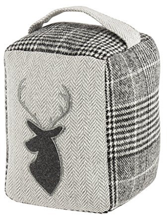 Door Stop Grey 1.4kg Embroidered Fabric Stag Door Weight Stopper Winter Christmas Home Gift