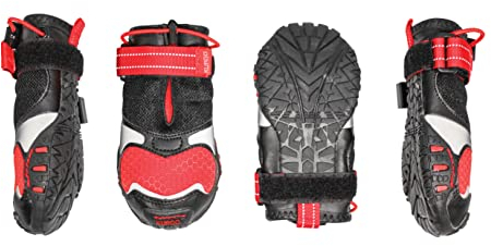 Kurgo Hundeschuhe Blaze Cross, Zum Schutz der Pfoten, Für jede Jahreszeit, Wasserdicht und reflektierend, Größe XL, Rot