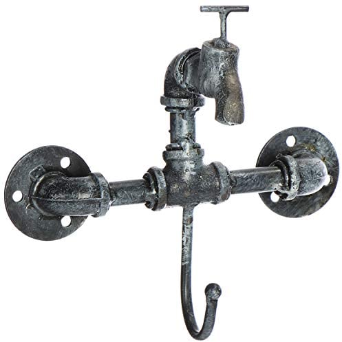 com-four® Wandhaken im Wasserhahn Design, Vintage Kleiderhaken aus Metall für Garten, Terrasse, Balkon oder Bad und Flur (23 x 11 x 21,5 cm) (01 Stück - Wasserhahn Haken)