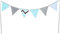 PREMYO Wimpelkette Kinderzimmer Jungen Stoff - 6 Wimpel Girlande Bunt Beidseitig - Babyzimmer Deko Mint Grau