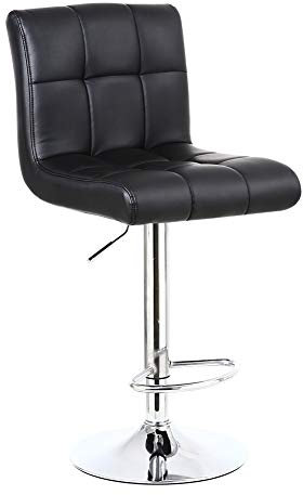 KKTONER Bar Stool PU Leather with Backrest Height Adjustable Swivel Pub Chair Home Kitchen Bar stools Black