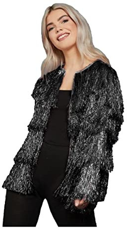 Smiffys Fever Lametta Festival Jacke, Schwarz