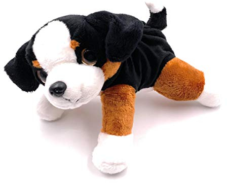 Onwomania Plüschtier Stofftier Kuscheltier Hund Welpe Vierbeiner Berner Sennenhund L 20 cm Schwarz