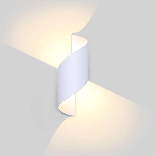 Lightess 12W Wandleuchte Innen Aussen Weiss Wandlampe LED Modern Up Down Licht IP66 Wasserdicht Designlampe aus Aluminium Beleuchtung für Treppenhuaus Wohnzimmer Schlafzimmer Flur, Warmweiss