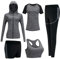BOTRE 5 Pièces Ensembles de Sport Yoga Costumes Costumes de Sport Gym Course Athletisme Fitness Jogging Survêtements Vêtement(Gris,XL)