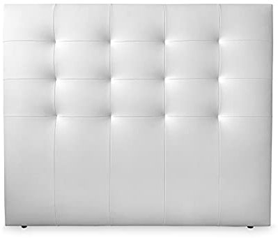 DUÉRMETE ONLINE Cabecero París Acolchado, Tapizado en Polipiel de Alta Gama, Blanco, 145 x 120 cm (Cama 135/140)