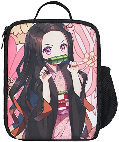 Roffatide Anime Demon Slayer Kamado Nezuko Bedruckte Mädchen Auslaufsichere Multifunktionale Student Kleine Wärmeisolierte Lunchtasche