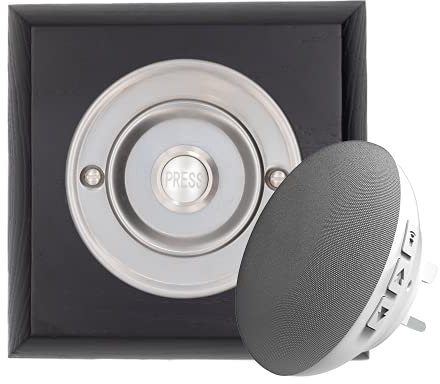Modern Living Square Wireless Doorbell in Black Ash and Brushed Nickel - Nickel Press - Standard Plug in F5S