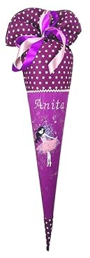 Glückspilz I Schultüte mit Namen personalisiert I Fee Glitzer I Zuckertüte aus Stoff genäht I mit Rohling I Lila