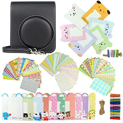 Mini 40 Instant Camera Case Bundle Set for Fujifilm Instax Mini 40 Instant Camera, Camera Case with Strap/Sticker Borders/Wall Hang Frames (Black Case Set)