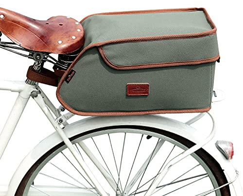 Tourbn Waterproof Canvas Bicycle Pannier Bike Rear Rack Insulated Trunk Cooler Bag Takeaway Food Delivery Case Green