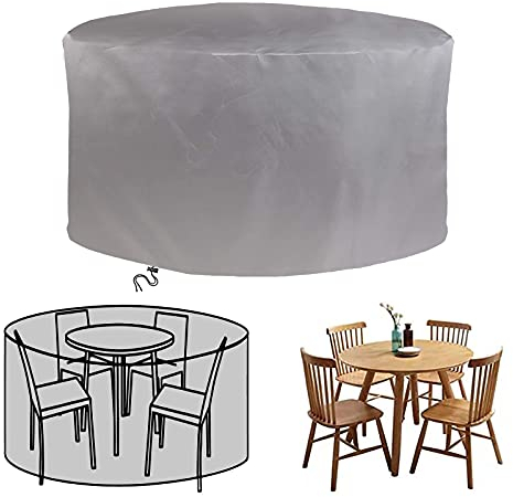 XDMYGTT Rund Gartenmöbel Abdeckung,120x80cm 420D Oxford Abdeckhaube Schutzhülle Abdeckplane für Gartenmöbel,Sitzgarnituren,Gartentische und Möbelsets,Wasserdichtes,UV-beständig-Silber