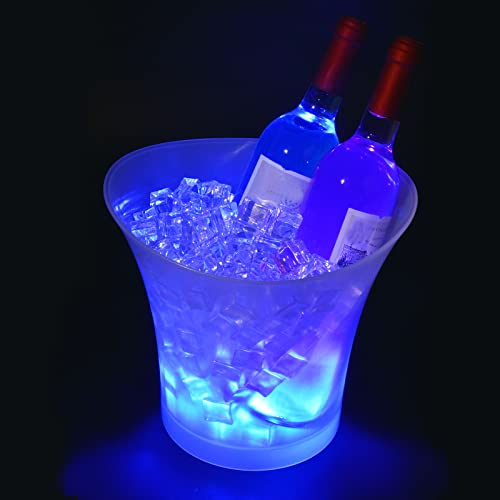 Tiandiren Seaux à Glace LED, 5L Seau a Champagne Coloré LED Lumière Glacée Cube de Champagne, Dégradé de Couleurs, pour Champagne vin Boissons Cerise Glace, Refroidisseur Bar Club Pub