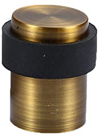 1PCS Cylindrical Floor Door Stopper, Solid Stainless Steel Door Stopper with Rubber Bumper，Yellow Bronze