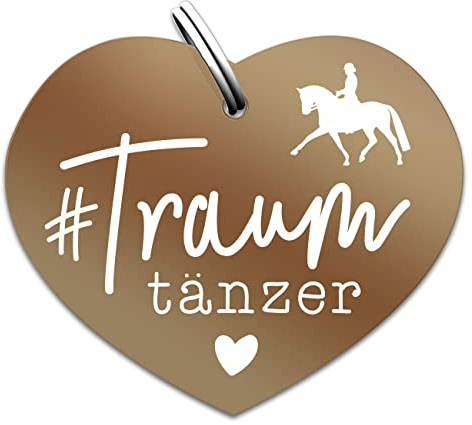 Soulhorse Marke Pferd Pony Hunde Glücksmarke Pferdemarke Gücksbringer Schutzengel Sattel Herz Trense Zaumzeug Vorderzeug Schlüsselanhänger Talisman für Tiere und Menschen (Traumtänzer, Bronze)